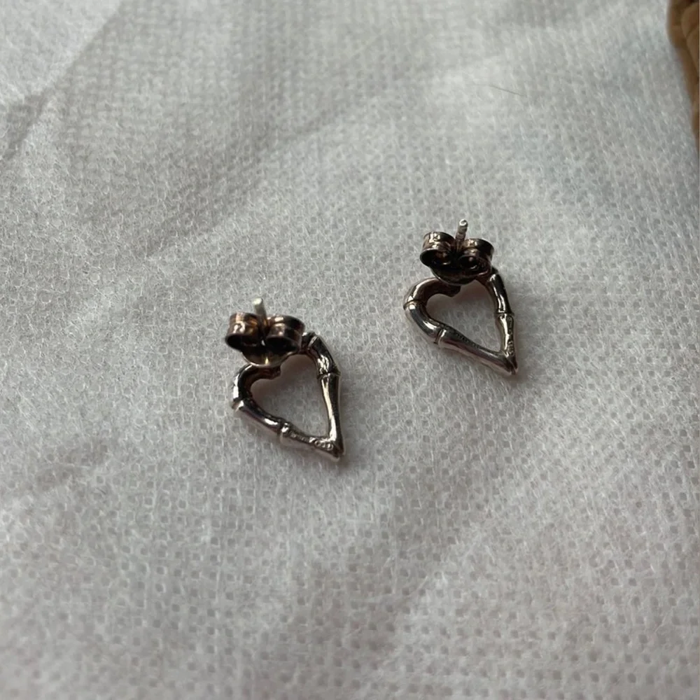 Gucci 925 Silver Bamboo Heart Earrings - Picture 3 of 4